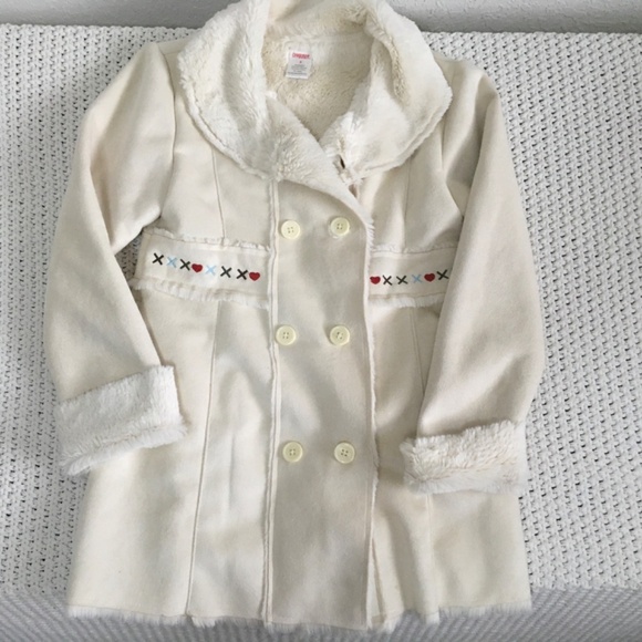 GYMBOREE MOUNTAIN CABIN IVORY FAUX SUEDE SHEARLING COAT SIZE 8 - Picture 1 of 4